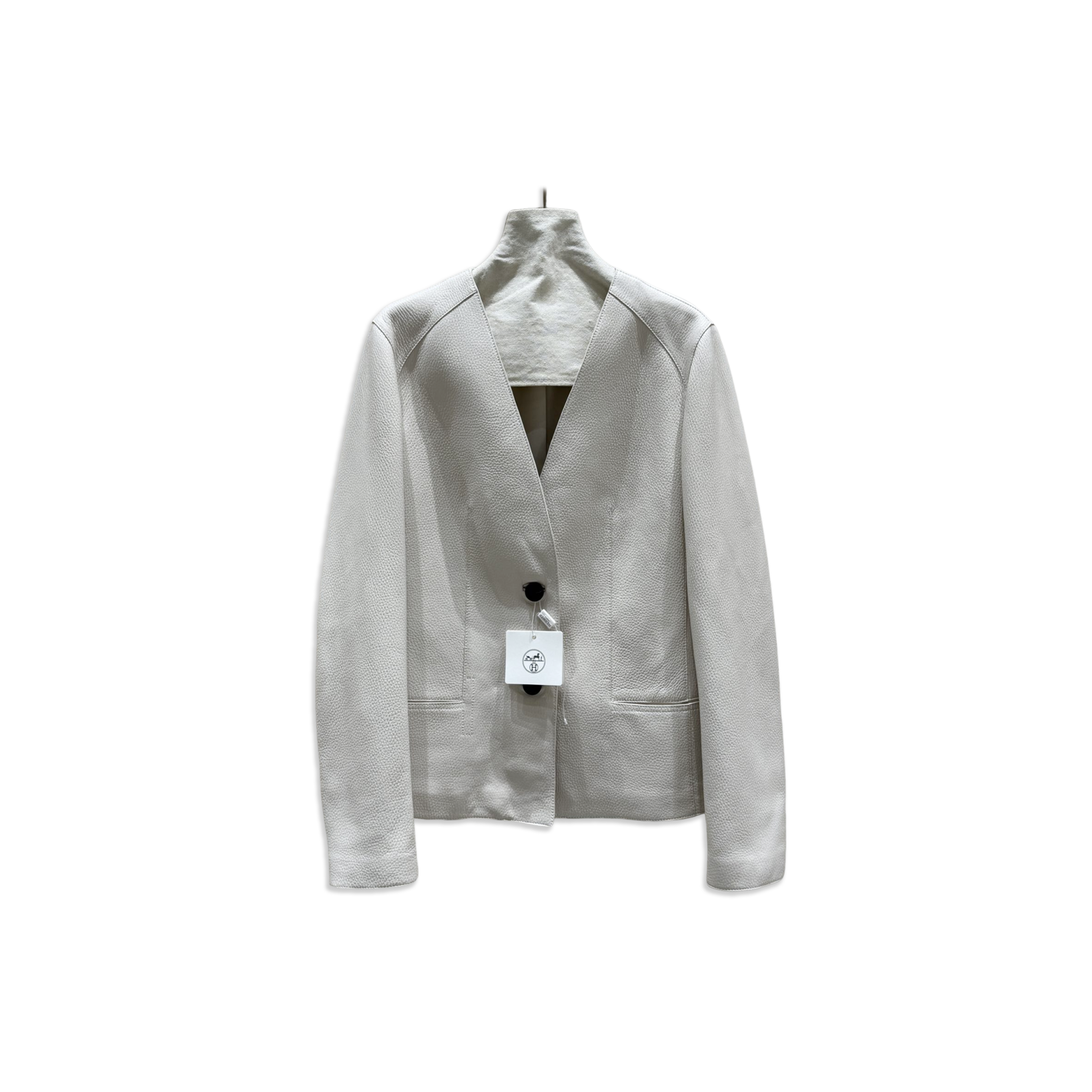 HERMES V-NECK LEATHER JACKET